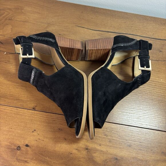 Jack Rogers Cameron Sandals Black Suede Open Toe Ankle Strap Block Heel Wms 6.5 - Picture 7 of 12